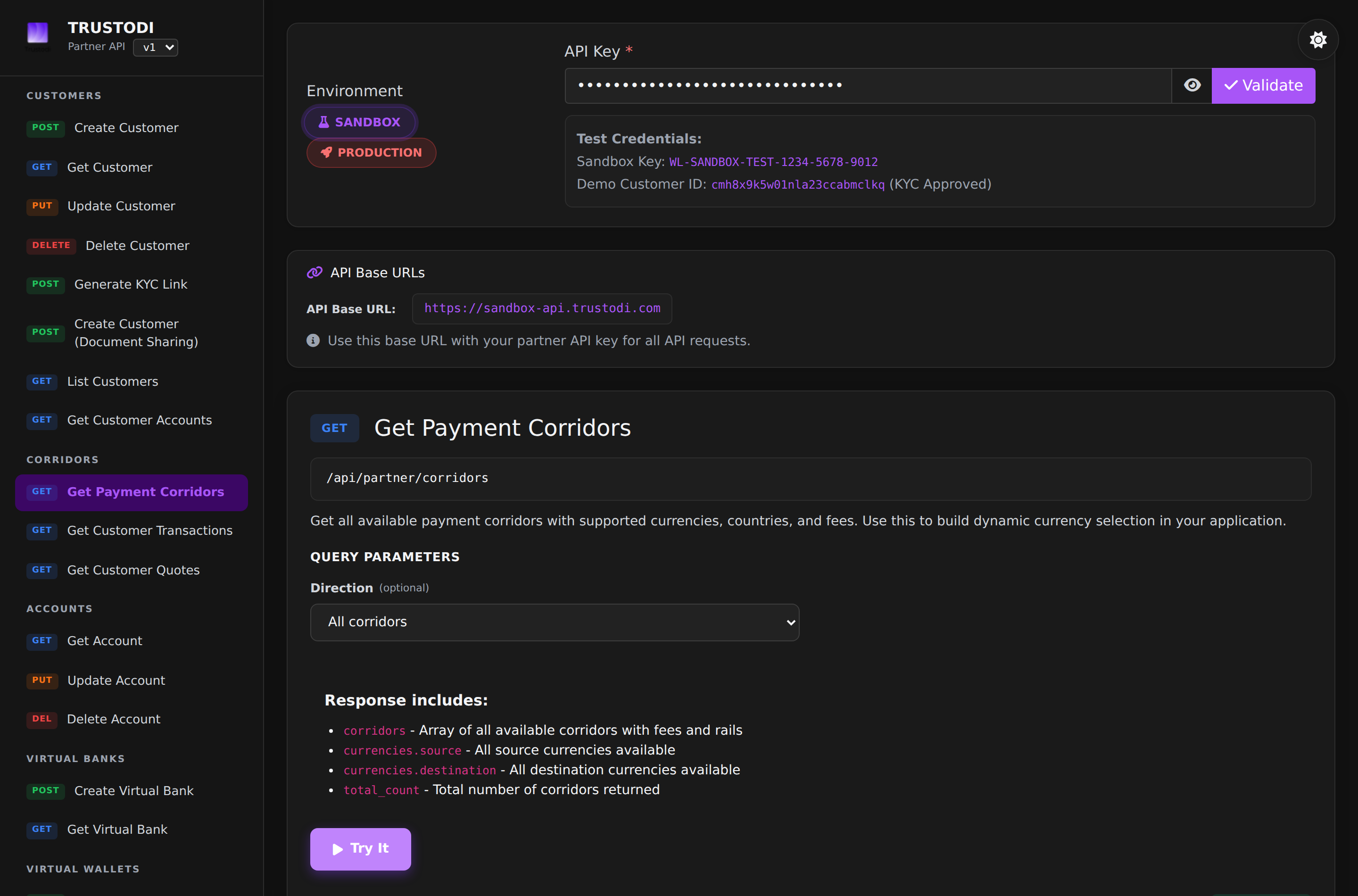 TRUSTODI interactive partner API documentation